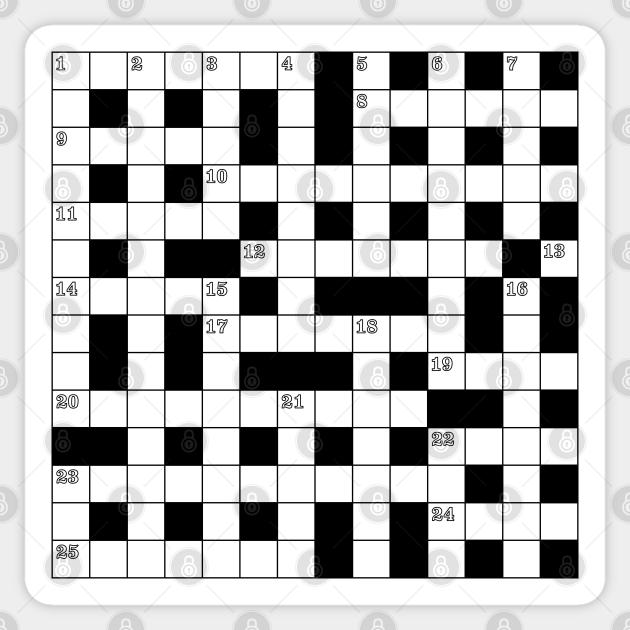Retro Black White Crossword Puzzle Pattern Crossword Puzzle Sticker